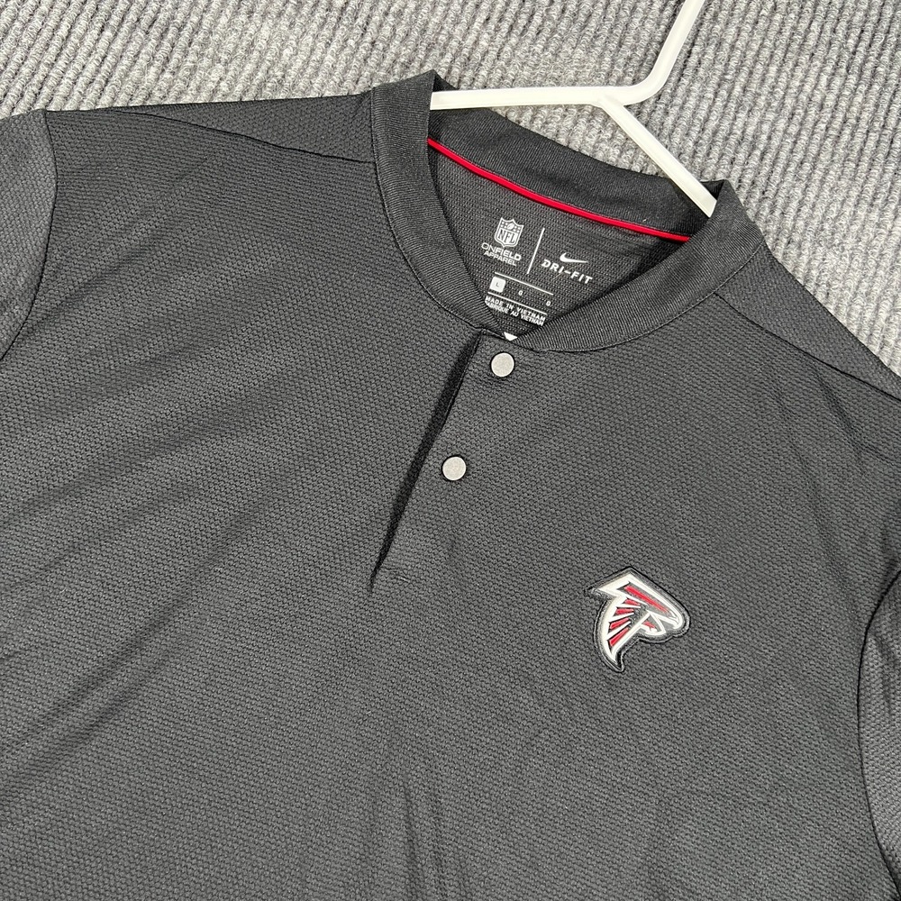 Atlanta Falcons Polo Shirt Mens Large Black Short Sleeve Nike NFL Football New